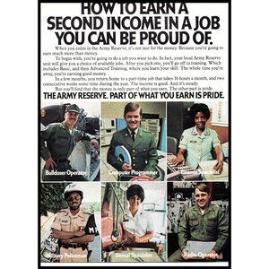 1976 US Army Reserve Recruiter Recruiting Vintage Print Ad Careers 70s Wall Art